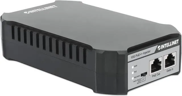 Main image of Intellinet 10G Poe++ Injector - 95W Power Over Ethernet Output, Supports Up to 328ft, 10GBASE-T RJ45 Ethernet Port, Wall Mountable, Rubber - 3 Yr Mfg Warranty - 561945