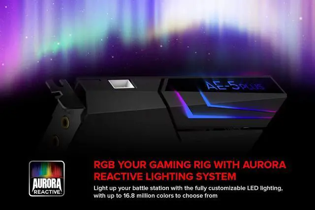 Alt view image 4 of 5 - Creative Sound BlasterX AE-5 Plus SABRE32-class Hi-res 32-bit/384 kHz PCIe Gaming Sound Card and DAC with Dolby Digital and DTS, Xamp Discrete Headphone Bi-amp, Up to 122dB SNR, RGB Lighting System