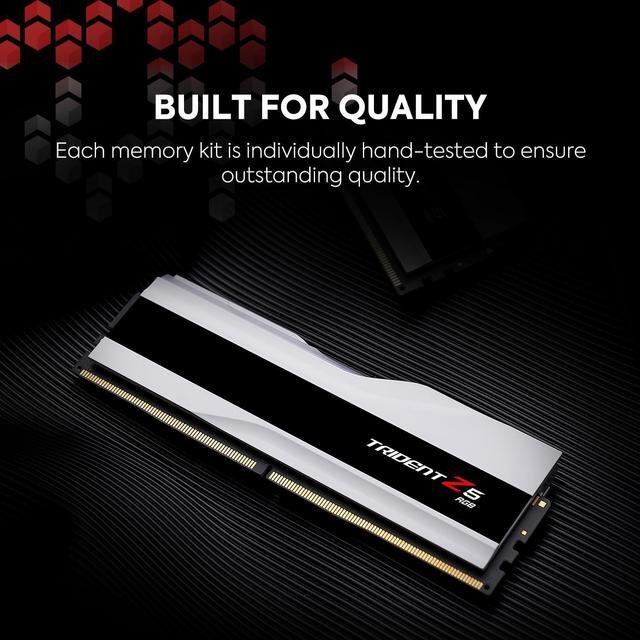 Alt view image 5 of 5 - G.SKILL Trident Z5 RGB Series (Intel XMP 3.0) DDR5 RAM 32GB (2x16GB) 6400MT/s CL32-39-39-102 1.40V Desktop Computer Memory UDIMM - Matte White (F5-6400J3239G16GX2-TZ5RW)