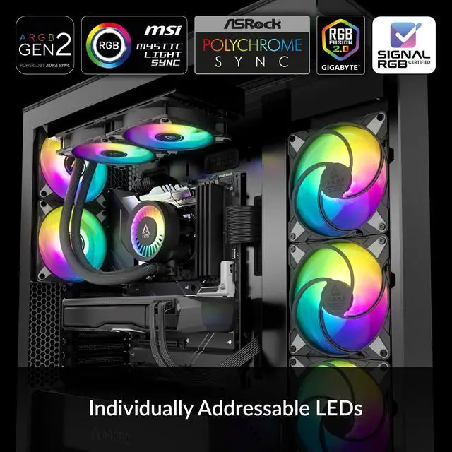 Alt view image 3 of 5 - ARCTIC Liquid Freezer III 280 A-RGB - CPU AIO Water Cooler, Water Cooling PC, Intel & AMD, Efficient PWM-Controlled Pump, Fan: 200-1900 RPM, LGA1851 and LGA1700 Contact Frame - Black