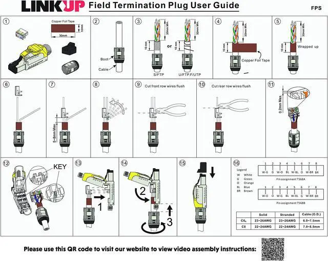 Alt view image 5 of 5 - LINKUP - RJ45 Connectors Cat6A (12 Pack) Shielded Zinc-Alloy Housing Modular Termination Plug | 10G Easy Internet Tool Free Plugs | for Cat6A up to 22AWG Solid Bulk S/FTP Ethernet Cable [Green]