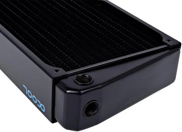 Alt view image 3 of 5 - Alphacool NexXxos XT45 Full Copper X-Flow Radiator280, 140mm x 2, Dual Fan, Black