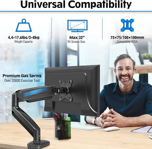 Alt view image 2 of 5 - MOUNTUP Gas Spring Single Monitor Stand & Ultrawide Dual Monitor Mount Bundle