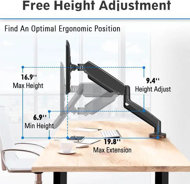 Alt view image 4 of 5 - MOUNTUP Normal Single Monitor Stand & Ultrawide Single Monitor Mount Bundle
