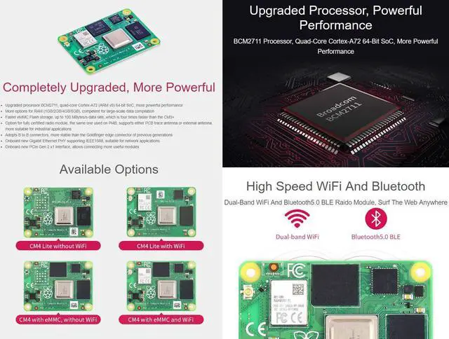 Alt view image 4 of 5 - Waveshare Compute Module 4 The Power of Raspberry Pi 4 in A Compact Form Factor 8GB RAM 32GB eMMC Flash with WiFi