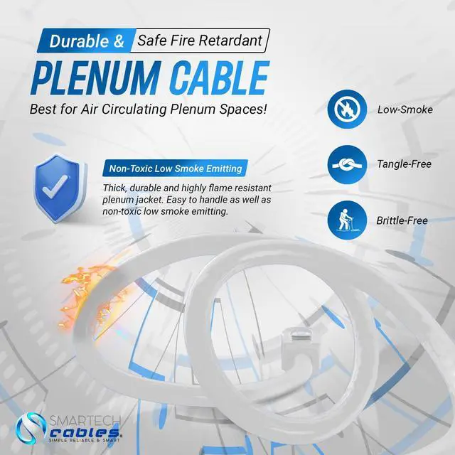 Alt view image 4 of 5 - Smartech Cables | CAT6 Plenum Cable 1000ft White | 23AWG, 550MHz UTP 4Pair, 10GB Ethernet Cable | DSX-8000 Tested | Most Certified Plenum Rated Bulk Cat 6 Ethernet Cable (CMP) for Networking & Gaming