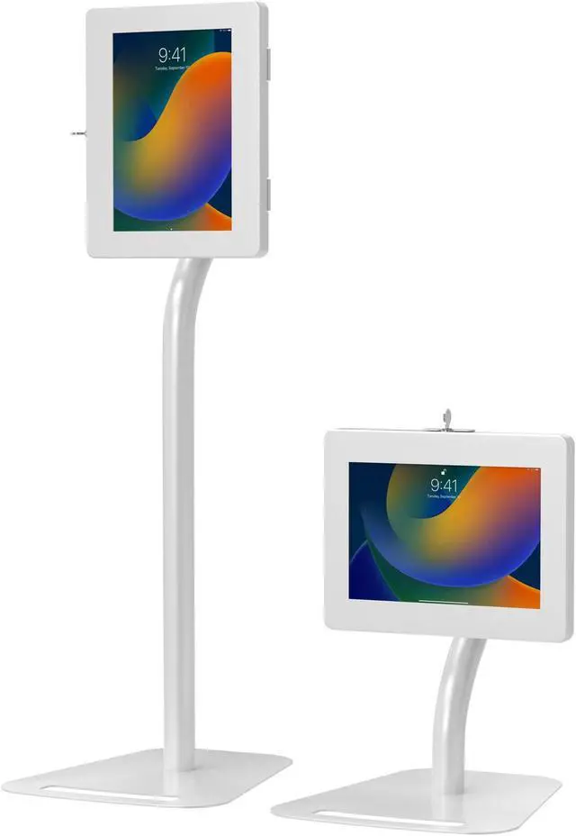 Main image of Anti-Theft Height Adjustable Kiosk Floor Stand CTA Secure Lockable Store Kiosk W/Height Adjustable Mechanism | for iPad 7/8/9 iPad Pro 11" Inch Samsung & Microsoft Tablets - White (PAD-PARAFDW)