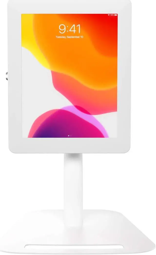 Alt view image 4 of 5 - Anti-Theft Height Adjustable Kiosk Floor Stand CTA Secure Lockable Store Kiosk W/Height Adjustable Mechanism | for iPad 7/8/9 iPad Pro 11" Inch Samsung & Microsoft Tablets - White (PAD-PARAFDW)
