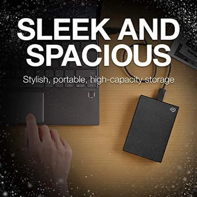 Alt view image 2 of 5 - Seagate Backup Plus Portable 4TB External Hard Drive HDD - Black USB 3.0 for PC Laptop and Mac, 1 Year Myliocreate, 2 Months Adobe CC Photography, 2-year Rescue Service (STHP4000400)