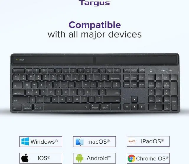 Alt view image 4 of 5 - Targus Sustainable Energy Harvesting EcoSmart Keyboard (AKB868US)