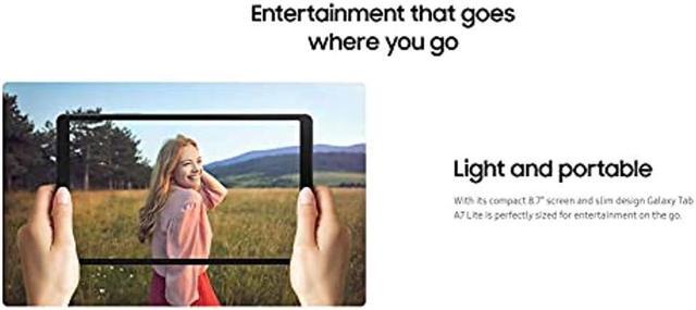 Alt view image 5 of 5 - Samsung Galaxy Tab A7 Lite 8.7" (2021, WiFi + Cellular) 32GB 4G LTE Tablet & Phone (Makes Calls) GSM Unlocked, International Model w/US Charging Cube - SM-T225 (Grey, LTE+WiFi)