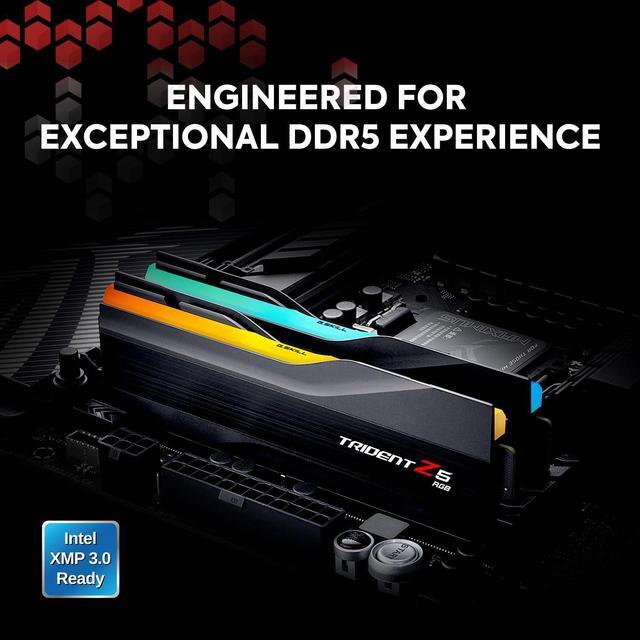 Alt view image 2 of 5 - G.SKILL Trident Z5 RGB Series (Intel XMP 3.0) DDR5 RAM 32GB (2x16GB) 6000MT/s CL36-36-36-96 1.35V Desktop Computer Memory UDIMM - Matte Black (F5-6000J3636F16GA2-TZ5RK)