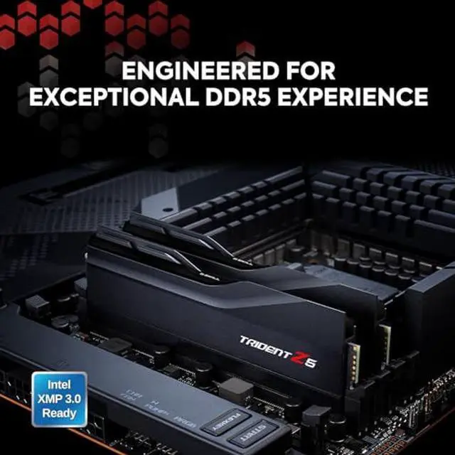 Alt view image 2 of 5 - G.SKILL Trident Z5 Series (Intel XMP 3.0) DDR5 RAM 32GB (2x16GB) 6400MT/s CL32-39-39-102 1.40V Desktop Computer Memory UDIMM - Matte Black (F5-6400J3239G16GA2-TZ5K)