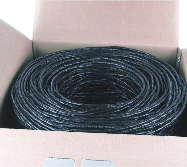 Alt view image 5 of 5 - FiveStarCable Cat6 CMR 1000 Ft 23AWG Riser Rated Solid Bare Copper Cable 4 Twisted Pair UTP Bulk Ethernet Router Network POE Security Camera Cable LAN Cable PVC Black