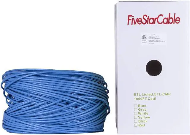Alt view image 2 of 5 - FiveStarCable Cat6 CMR 1000 Ft 23AWG Riser Rated Solid Bare Copper Cable 4 Twisted Pair UTP Bulk Ethernet Router Network POE Security Camera Cable LAN Cable PVC Blue
