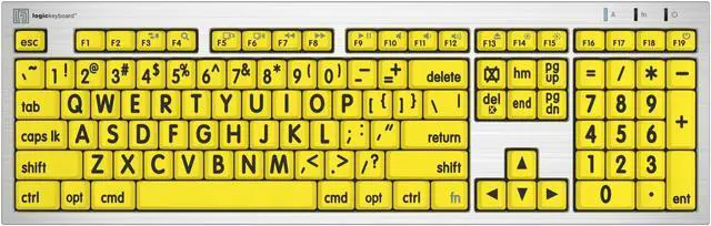 Main image of Logickeyboard 'Slimline' with Large Print * Black Letters on Yellow Keys * Made for Mac * Including LogicLight Lamp * p/n LKBU-LPRNTBY-CWMU-US