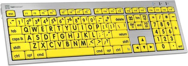 Alt view image 3 of 5 - Logickeyboard 'Slimline' with Large Print * Black Letters on Yellow Keys * Made for Mac * Including LogicLight Lamp * p/n LKBU-LPRNTBY-CWMU-US