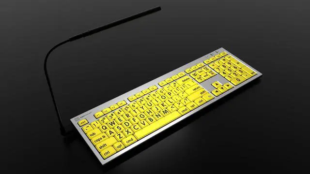 Alt view image 2 of 5 - Logickeyboard 'Slimline' with Large Print * Black Letters on Yellow Keys * Made for Mac * Including LogicLight Lamp * p/n LKBU-LPRNTBY-CWMU-US