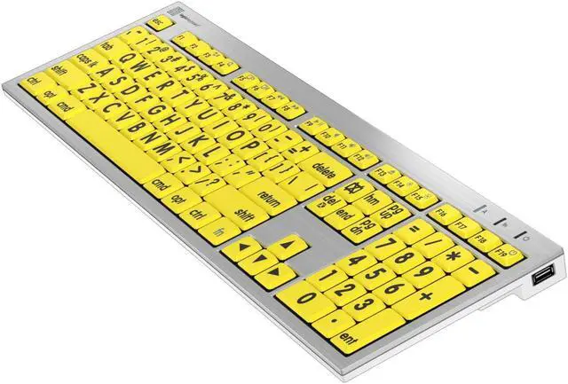Alt view image 4 of 5 - Logickeyboard 'Slimline' with Large Print * Black Letters on Yellow Keys * Made for Mac * Including LogicLight Lamp * p/n LKBU-LPRNTBY-CWMU-US