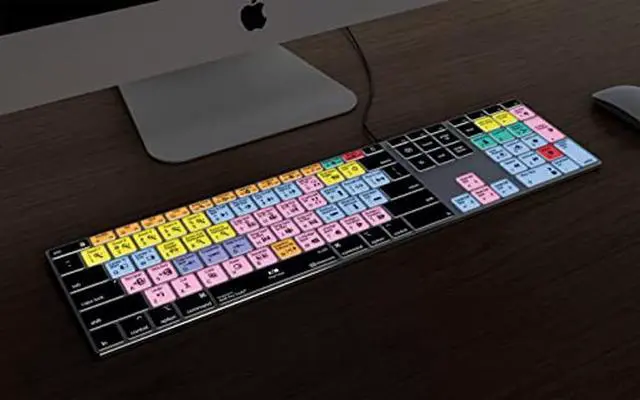 Alt view image 2 of 5 - Pro Tools - Backlit Pro Aluminum Keyboard - macOS - US - Avid Pro Tools Shortcut Keyboard with Color-Coded Keys, No Fading, USB Wired, Compatible with Logic Pro & MacBook Pro