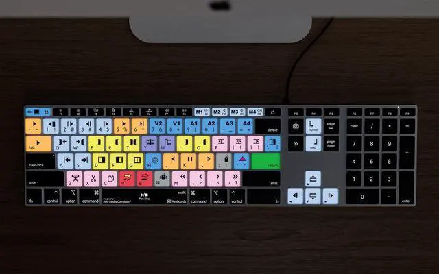 Alt view image 2 of 5 - KB Covers Avid Media Composer Keyboard | Backlit Pro Aluminum Editing Keyboard for macOS Wired & Wireless Options | Color-Coded Shortcuts for Faster and Smarter Video Editing