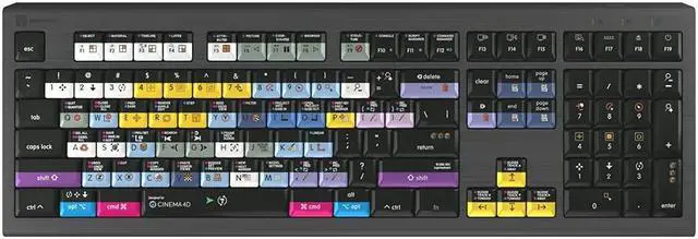 Main image of Logickeyboard Designed for Maxon Cinema 4D R21 Compatible with macOS - Astra 2 Backlit Keyboard # LKB-C4DB-A2M-US