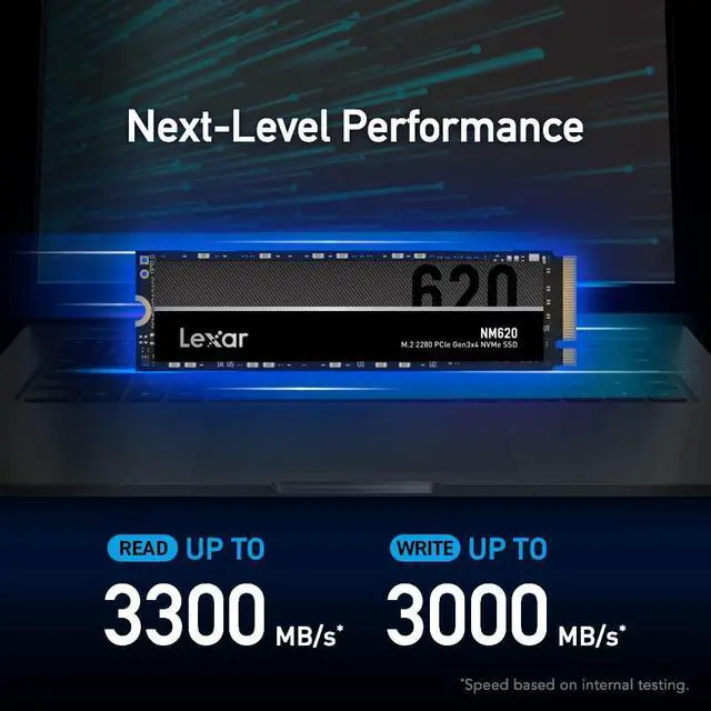 Alt view image 3 of 5 - Lexar NM620 SSD 2TB PCIe Gen3 NVMe M.2 2280 Internal Solid State Drive, Up to 3300MB/s Read, for Gamers and PC Enthusiasts (LNM620X002T-RNNNU)