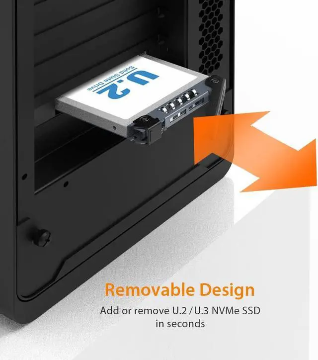 Alt view image 5 of 5 - ICY DOCK U.2 / U.3 NVMe PCIe 4.0 Removable SSD (7mm) Mobile Rack Adapter Card Enclosure for PCIe Expansion Slot | ExpressSlot MB111VP-B
