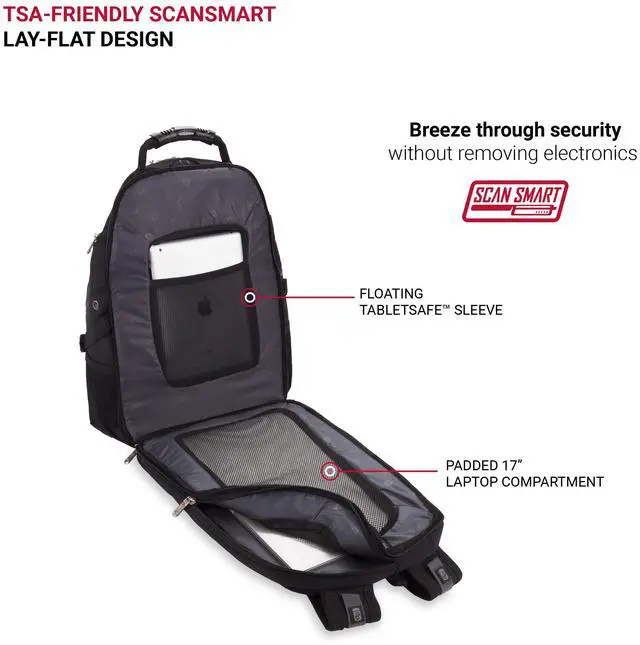 Alt view image 5 of 5 - SwissGear 5977 ScanSmart Laptop Backpack, Black, 17-Inch