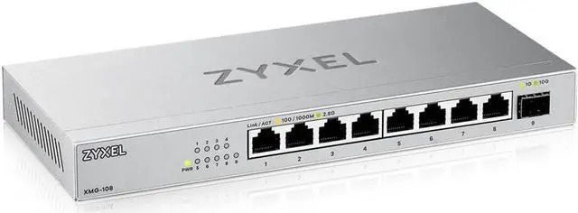 Main image of Zyxel 8-Port 2.5G Multi-Gig Unmanaged Switch | 1x 10G SFP+ | Desktop/Wall Mount [XMG-108]