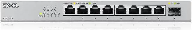 Alt view image 2 of 5 - Zyxel 8-Port 2.5G Multi-Gig Unmanaged Switch | 1x 10G SFP+ | Desktop/Wall Mount [XMG-108]