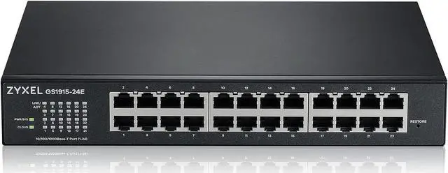 Alt view image 3 of 5 - Zyxel 24-Port GbE Ethernet Switch | Smart-Hybrid Mode | Optional Nebula Cloud | Rackmount | Fanless [GS1915-24E]