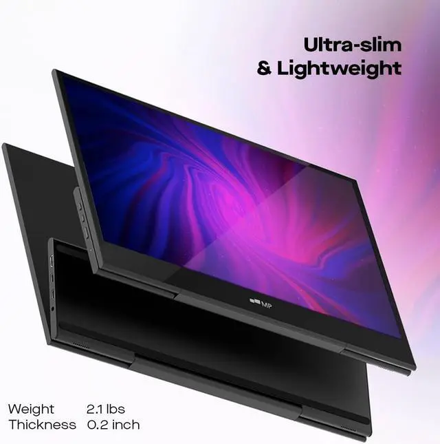 Alt view image 3 of 5 - MP Mobile Pixels Portable Laptop Monitor, Glance Travel Monitor 16" 1080P FHD HDMI USB Type C Monitor, Built-in Dual Speakers, Tilt Adjustment & Non-Slip Mobile Monitor for PC, macOS, Windows, PS4/5