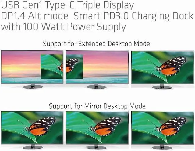 Alt view image 5 of 5 - Club 3D CSV-1565 USB Gen1 Type-C Triple Display DP1.4 Alt Mode Smart PD3.0 Charging Dock with 100 Watt Power Supply