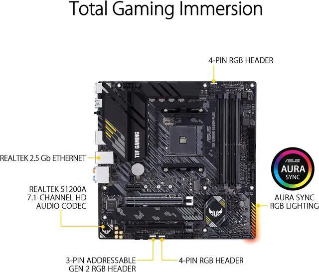 Alt view image 3 of 5 - ASUS TUF GAMING B550M-PLUS AMD AM4 (3rd Gen Ryzen(tm)) Micro ATX gaming motherboard (PCIe 4.0, 2.5Gb LAN, BIOS FlashBack, HDMI 2.1, USB 3.2 Gen 2, Addressable Gen 2 RGB header and AURA Sync)