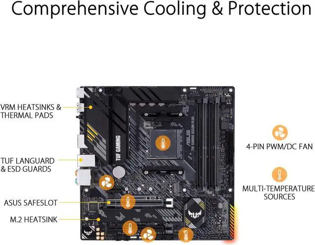 Alt view image 5 of 5 - ASUS TUF GAMING B550M-PLUS AMD AM4 (3rd Gen Ryzen(tm)) Micro ATX gaming motherboard (PCIe 4.0, 2.5Gb LAN, BIOS FlashBack, HDMI 2.1, USB 3.2 Gen 2, Addressable Gen 2 RGB header and AURA Sync)