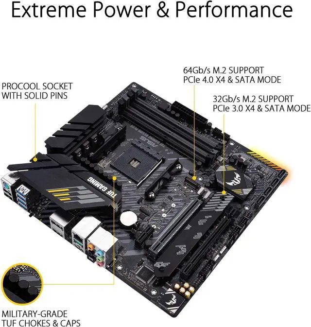 Alt view image 4 of 5 - ASUS TUF GAMING B550M-PLUS AMD AM4 (3rd Gen Ryzen(tm)) Micro ATX gaming motherboard (PCIe 4.0, 2.5Gb LAN, BIOS FlashBack, HDMI 2.1, USB 3.2 Gen 2, Addressable Gen 2 RGB header and AURA Sync)