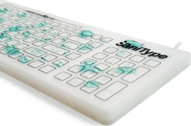 Alt view image 4 of 5 - SaniType Swipe Clean Flat Surface Washable Keyboard with ON/Off Switch (White) (USB) | KBSTRC106SC-W