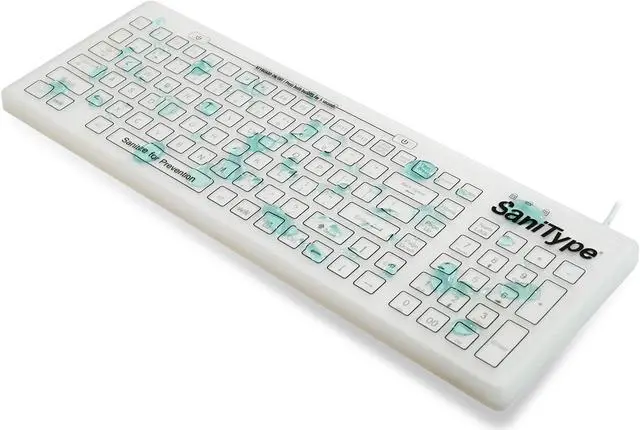 Alt view image 3 of 5 - SaniType Swipe Clean Flat Surface Washable Keyboard with ON/Off Switch (White) (USB) | KBSTRC106SC-W