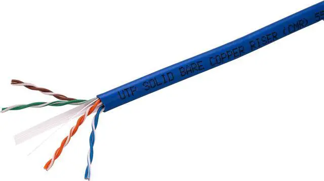 Alt view image 4 of 5 - Cables Direct Online Blue Cat6 Cable 1000ft Solid Bare 23AWG Copper Wire Riser CMR Bulk Ethernet Cable  550MHz PoE++ (4PPoE) UTP