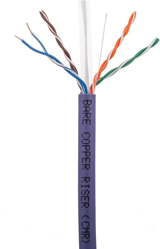 Alt view image 2 of 4 - Cables Direct Online Purple Cat6 Cable 1000ft Solid Bare 23AWG Copper Wire Riser CMR Bulk Ethernet Cable  550MHz PoE++ (4PPoE) UTP
