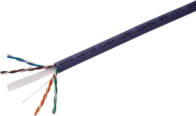 Alt view image 4 of 4 - Cables Direct Online Purple Cat6 Cable 1000ft Solid Bare 23AWG Copper Wire Riser CMR Bulk Ethernet Cable  550MHz PoE++ (4PPoE) UTP