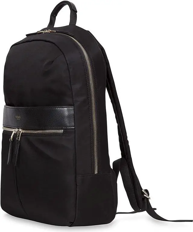 Main image of KNOMO Beauchamp Women's 14" Laptop Bag Computer Backpack Bookbag for Work, College, Travel Daypack Purse, Black, Golden Zip