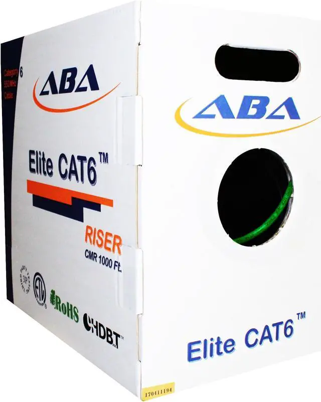 Main image of Infinity Cable Products Cat6 Riser (CMR) Ethernet Cable 1000ft Green 23AWG UTP 550MHz UL Certified Easy Pull Reelex II Box Bulk Networking LAN Cable