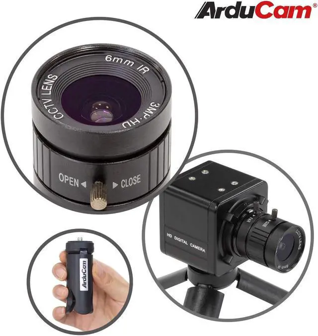 Alt view image 2 of 5 - Arducam for Raspberry Pi HQ Camera, 12MP IMX477 HQ Webcam with Audio, 6mm CS-Mount Lens, Metal Enclosure, Tripod and USB Cable