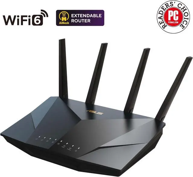 Alt view image 2 of 5 - ASUS RT-AX5400 Dual Band WiFi 6 Extendable Router, Lifetime Internet Security Included, Instant Guard, Advanced Parental Controls, Built-in VPN, AiMesh Compatible, Gaming & Streaming, Smart Home
