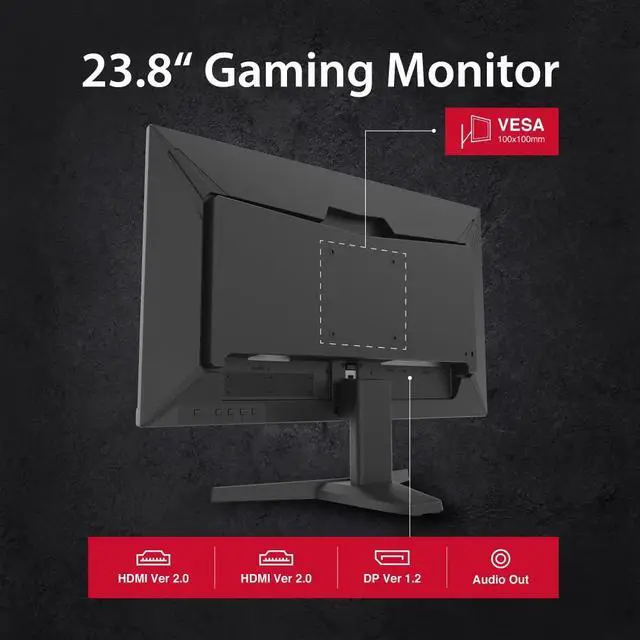 Alt view image 3 of 5 - Gigastone 24 inch IPS LED Back Light Gaming Monitor 165Hz FHD 1920 x 1080, 178° Wide View Frameless PC Monitor, Built-in Speakers, FreeSync, Eye Care Technology, Ergonomic Tilt VESA Mount,DP,HDMI