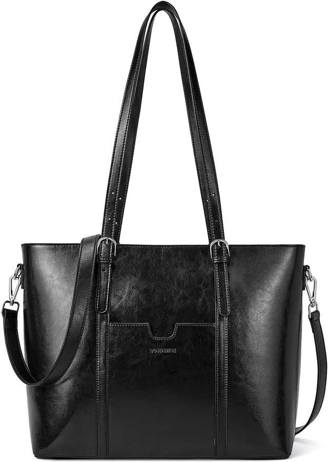 Main image of BOSTANTEN Women Leather Laptop Tote Office Shoulder Handbag Vintage Briefcase 15.6 inch Computer Work Purse