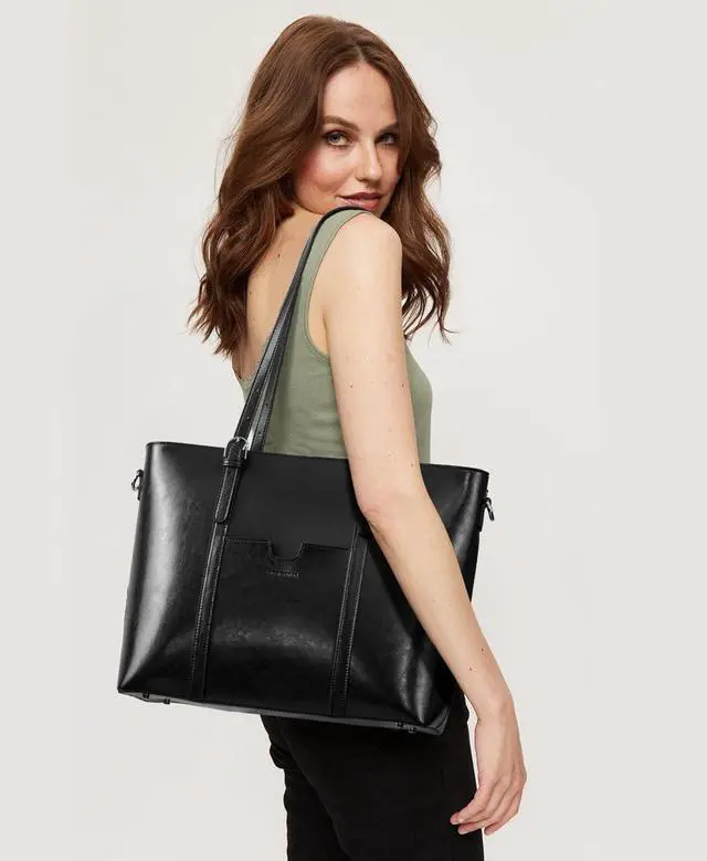 Alt view image 3 of 5 - BOSTANTEN Women Leather Laptop Tote Office Shoulder Handbag Vintage Briefcase 15.6 inch Computer Work Purse