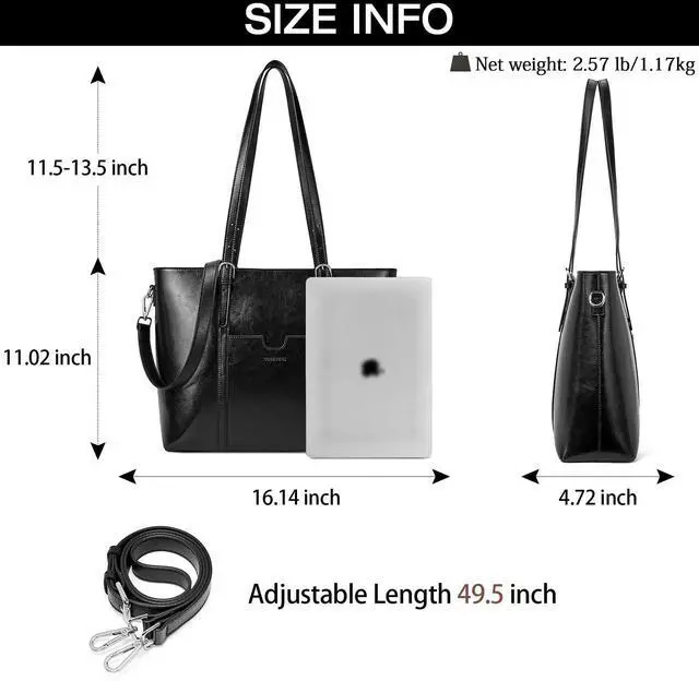 Alt view image 5 of 5 - BOSTANTEN Women Leather Laptop Tote Office Shoulder Handbag Vintage Briefcase 15.6 inch Computer Work Purse